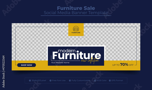 Modern furniture sale facebook cover photo and web banner template for product promotion