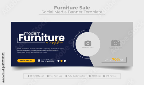 Modern and exclusive furniture sale facebook cover photo and web banner template for product sale business