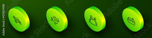 Set Isometric line Eel fish, Tropical, Crab and Fishing boat icon. Vector