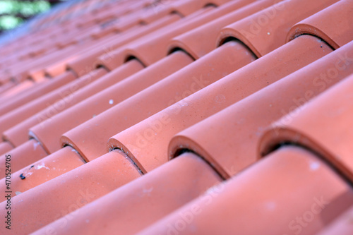 closeup of a ceramic curved tile roof photo