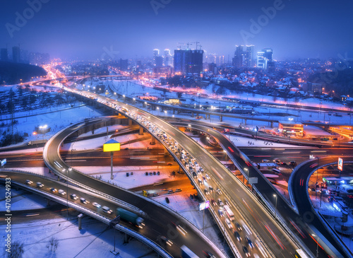 Aerial view of the road in ...