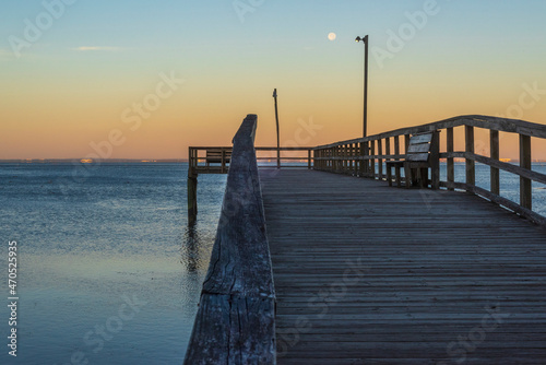 Moon Sets Over Bayfront Park Pier