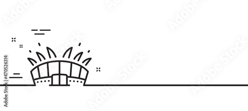 Arena stadium line icon. Sport complex sign. Championship building symbol. Minimal line illustration background. Arena stadium line icon pattern banner. White web template concept. Vector
