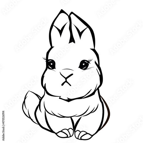 Doodle Bunny on white background. Happy celebration. Vector silhouette. Bunny ears vector illustration. Spring season. Nature background.