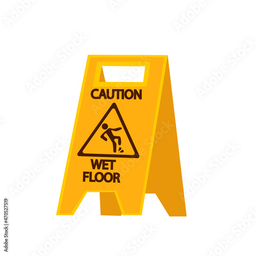 Warning sign attention slippery. Warning icon. Attention sign icon. Vector illustration. Yellow icon. Vector icon.