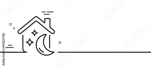 Sleep line icon. Night house sign. Dream home symbol. Minimal line illustration background. Sleep line icon pattern banner. White web template concept. Vector