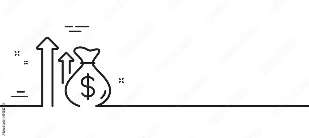 Budget profit line icon. Money loan sign. Cash profit symbol. Minimal line illustration background. Budget line icon pattern banner. White web template concept. Vector
