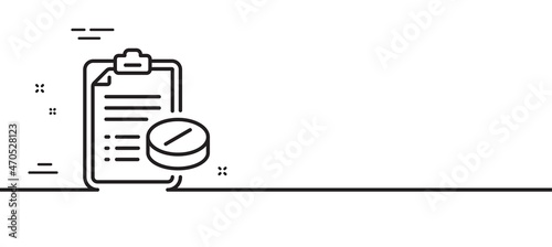 Medical prescription line icon. Medicine pills sign. Pharmacy medication symbol. Minimal line illustration background. Medical prescription line icon pattern banner. White web template concept. Vector