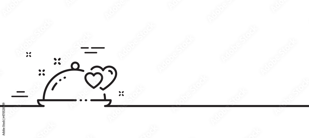 Romantic dinner line icon. Valentines day restaurant food sign. Couple relationships symbol. Minimal line illustration background. Romantic dinner line icon pattern banner. Vector Romantic dinner line icon. Valentines day restaurant food sign. Couple relationships symbol. Minimal line illustration background. Romantic dinner line icon pattern banner. Vector