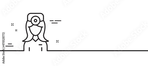 Oculist doctor line icon. Health eye sign. Optometry clinic symbol. Minimal line illustration background. Oculist doctor line icon pattern banner. White web template concept. Vector