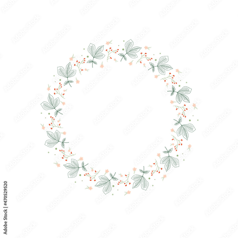 Floral frame in sketch style on white background. Floral sketch. Vintage frame logo. Hand drawn. Line icon. Line art. Vector design.