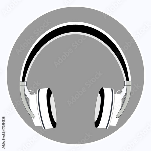 Illustration on a square background, square, tile - Headphones. Design element music, podcasts