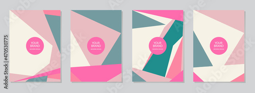 Elegant cover design. Minimalistic light background with abstract geometric shapes. Vertical vector templates for menu, brochure, flyer layout, presentation.