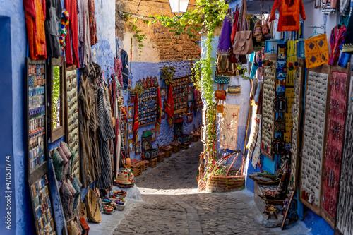 Colorful Moroccan Handmade Souvenirs In Blue City Chefchaouen, Morocco, Africa. © Grindstone Media Grp