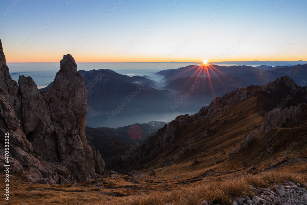 Obraz premium the sunset from the Rosalba refuge