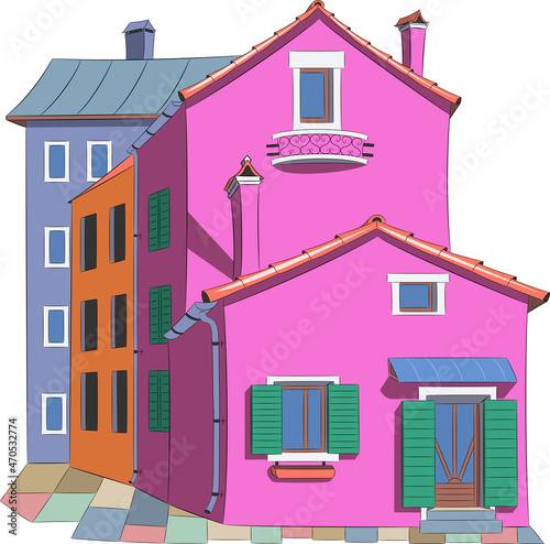 Old traditional colorful houses on the Burano island. Venice.