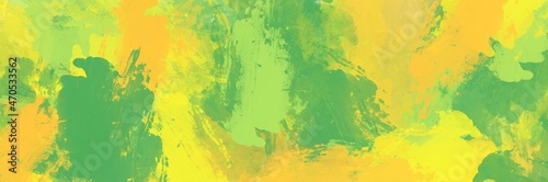 Abstract background painting art with yellow and green paint brush for December sale poster, banner, website, phone case design.