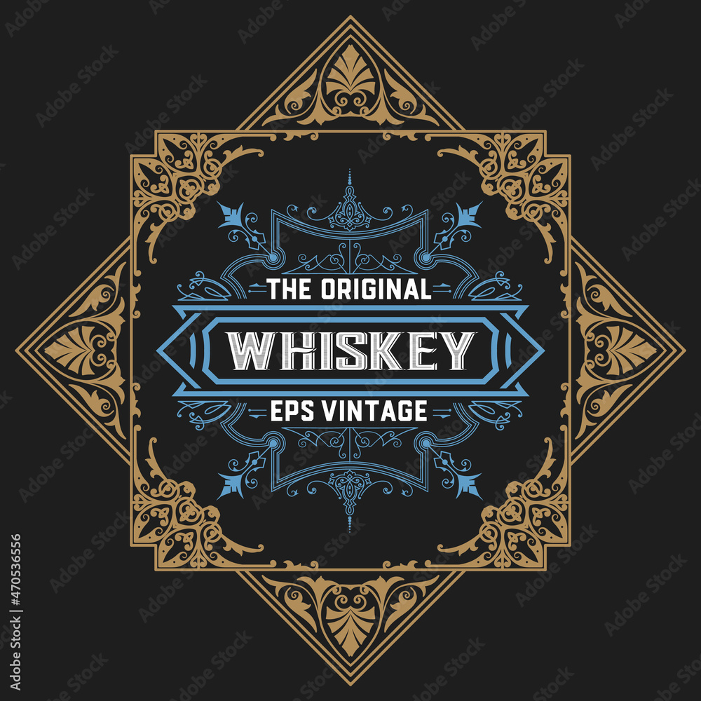 Obraz premium Whiskey label with old frames