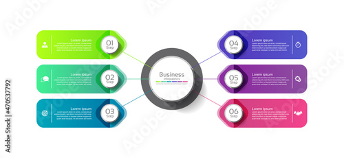 Presentation business abstract background infographic template colorful with 6 step