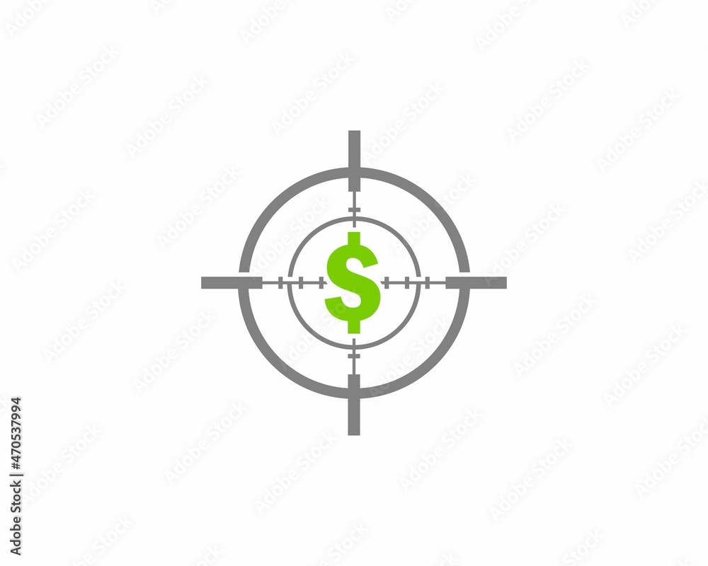 Sniper target with dollar symbol in the middle Sniper target with dollar symbol in the middle