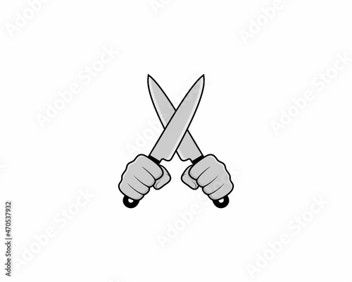 Hands holding knife vector illustration
