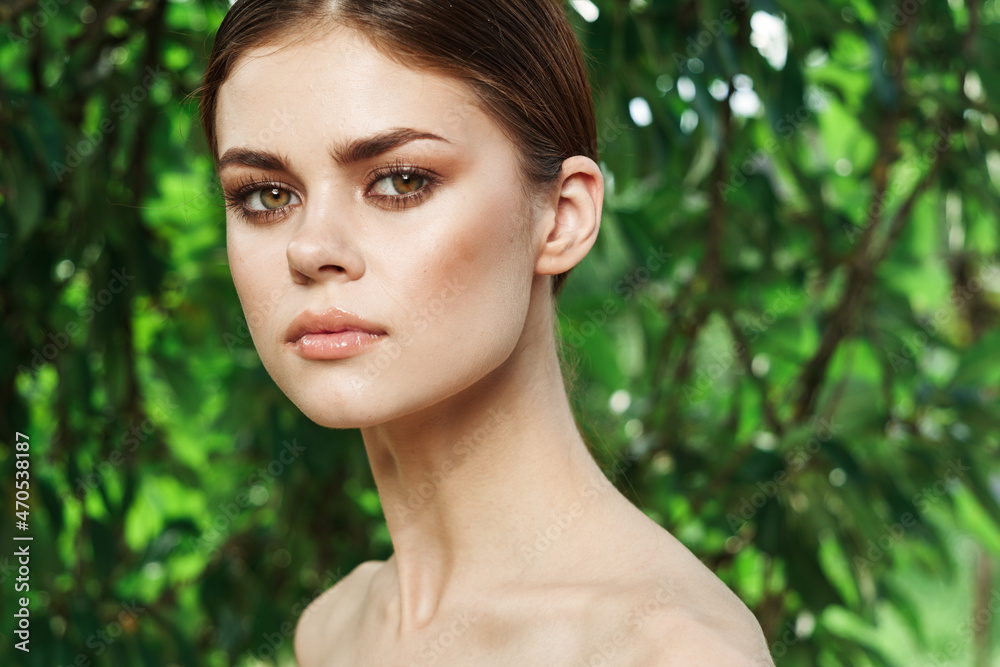 portrait of a woman makeup spa nature fresh air close-up portrait of a woman makeup spa nature fresh air close-up