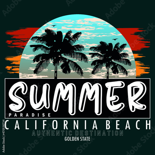 summer holiday california beach vector nature,poster, t shirt design illustration