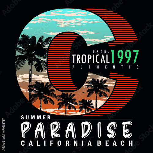 california summer text,lettering,images nature vector illustration t shirt design