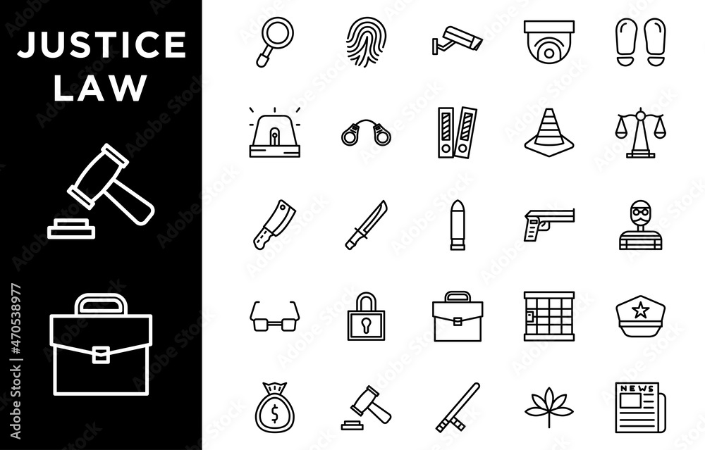 Fototapeta premium Law and justice icon set for your web design