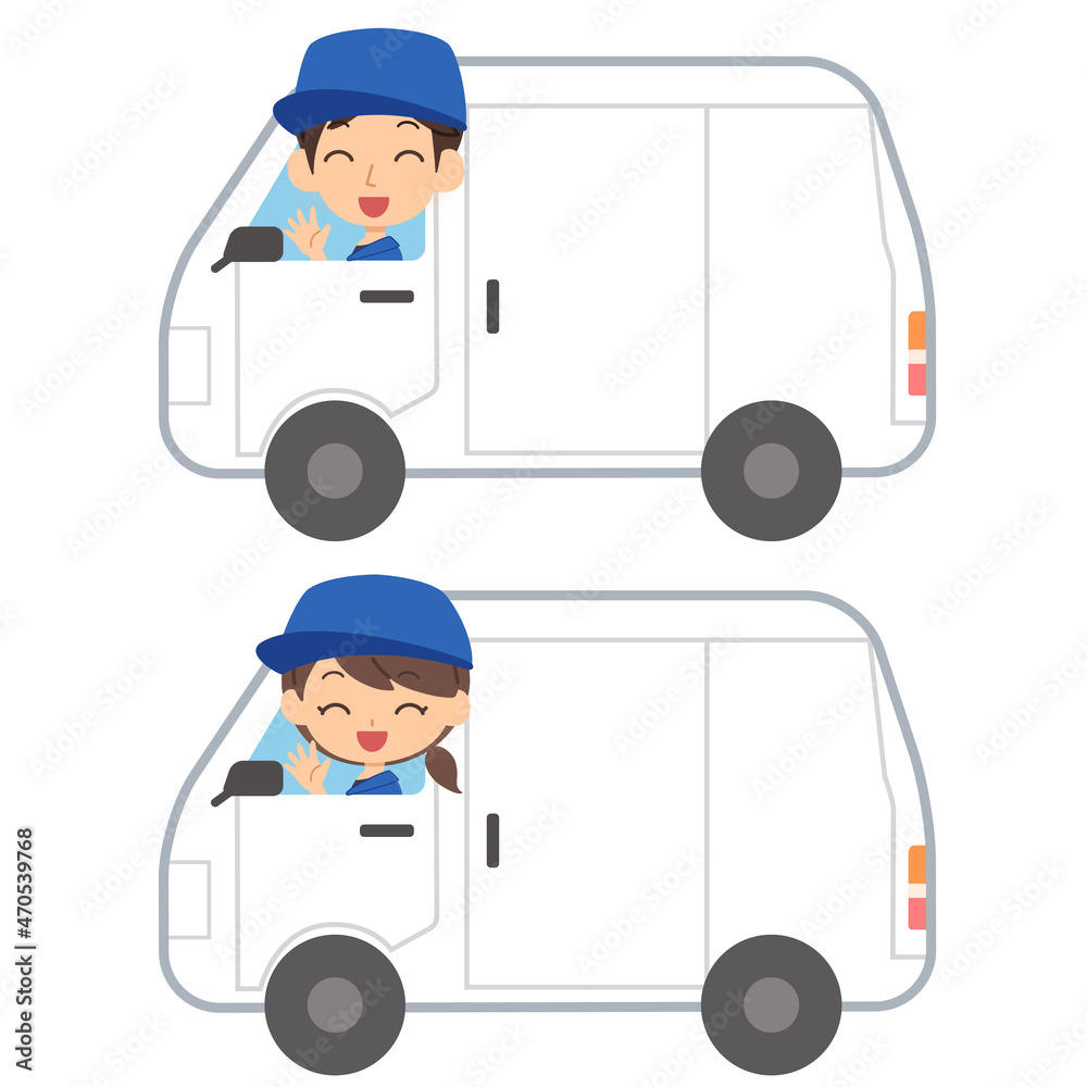車に乗った配達員 車に乗った配達員