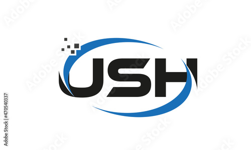 dots or points letter USH technology logo designs concept vector Template Element	 photo