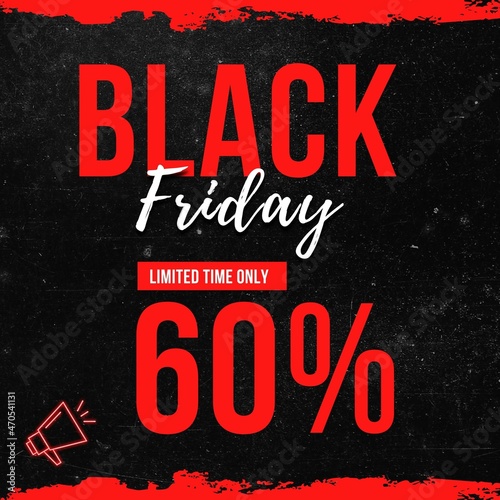 Black Friday 60  off background  60 Percent Black Friday promotional banner  discount text