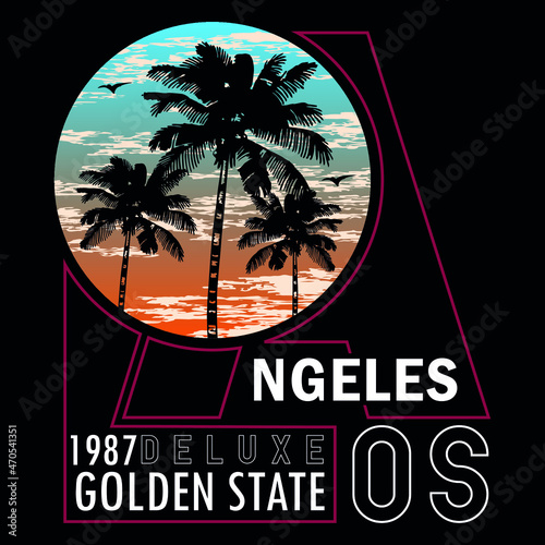 summer los angeles nature vector, poster, t shirt design illustration