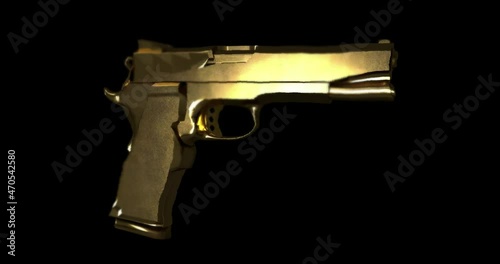 animation One-handed pistol on . gold gun  photo