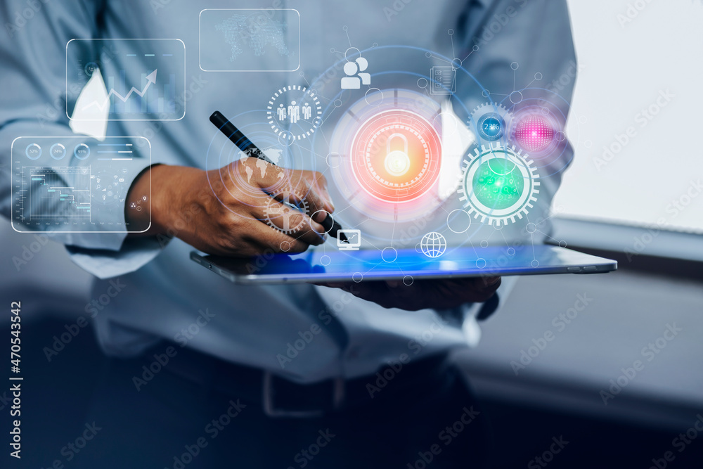 Businessman hands working on network and digital finance marketing chart with future technology innovation and digital transformation concept. Businessman hands working on network and digital finance marketing chart with future technology innovation and digital transformation concept.