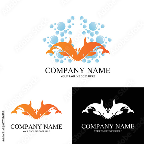 water animal dolphin logo vector symbol in the ocean