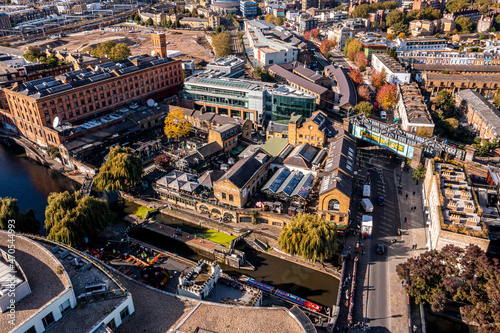 Aerial view of the Camden Lock Market in London, United Kingdom. Video of the Camden Town in London. photo