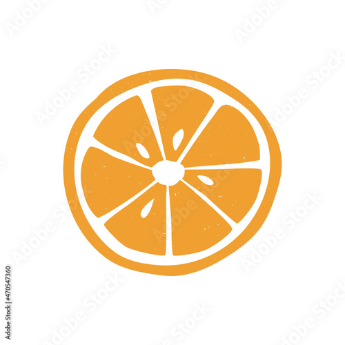 Cute sliced orange icon. Vector flat hand drawn illustration in cartoon style