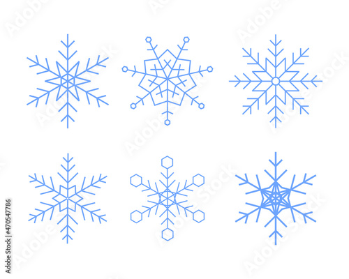 クリスマスのイラスト素材：雪の結晶のセット
