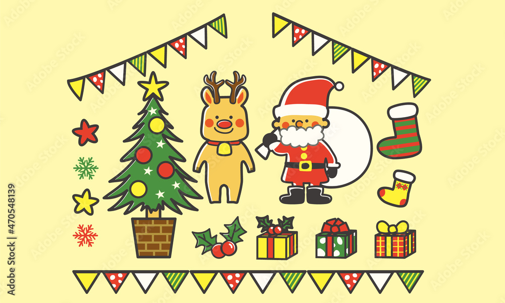 クリスマス装飾セット(サンタとトナカイとツリーと飾り) クリスマス装飾セット(サンタとトナカイとツリーと飾り)