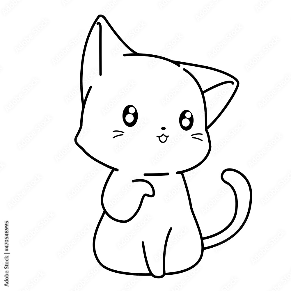 Funny cat cartoon coloring Stock Vector | Adobe Stock