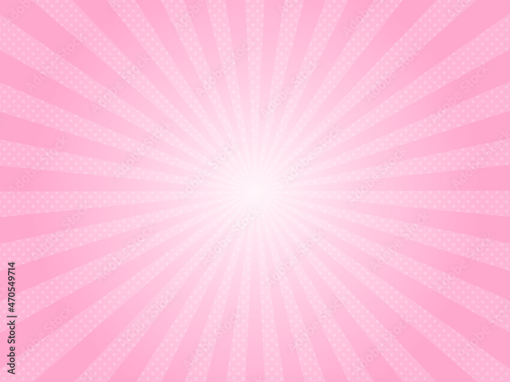 集中線とドット模様のピンク色背景素材