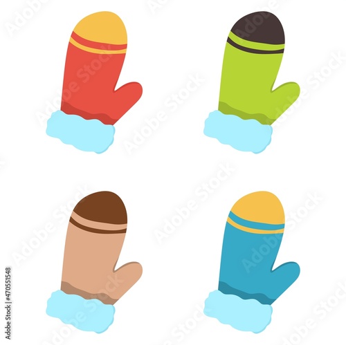 Vector illustration set of colorful Ski and Snow Gloves, winter theme