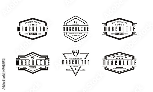 Set of Classic Vintage Retro Label Badge for Clothing Apparel Gentleman and Masculine Logo Emblem Design Template Element