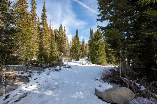 Silver Lake trail with snow and ice