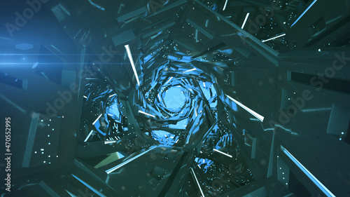 Blue corridor of fictional ...