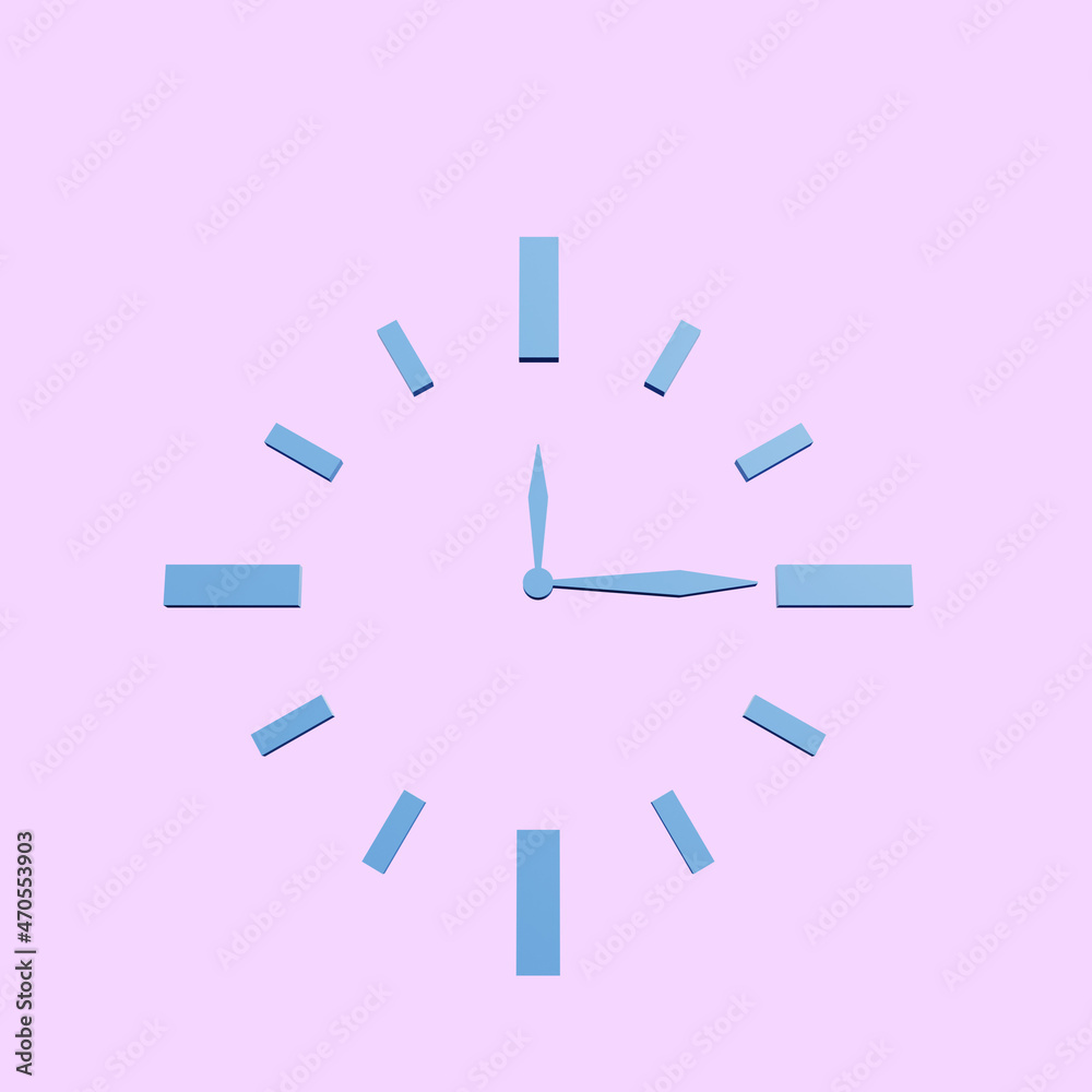 3d illustration of simple icon concept time clock 3d illustration of simple icon concept time clock