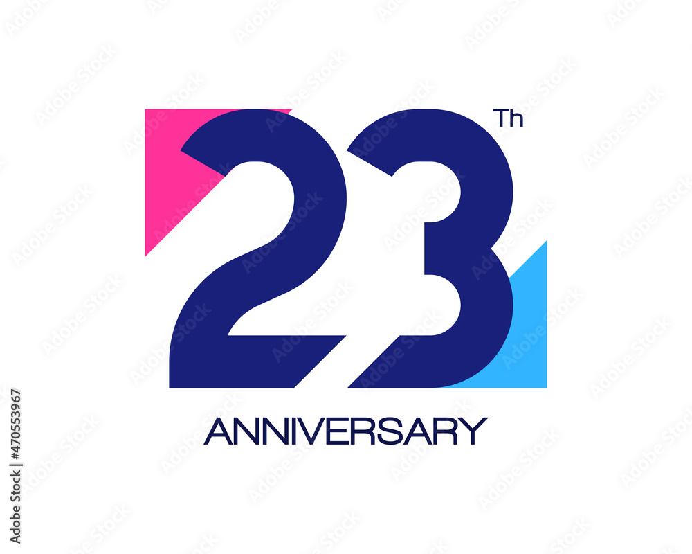 23th anniversary geometric logo with triangle shapes overlapping