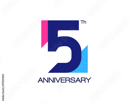 5th anniversary geometric logo with triangle shapes overlapping