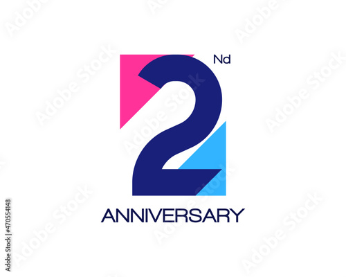 2nd anniversary geometric logo with triangle shapes overlapping